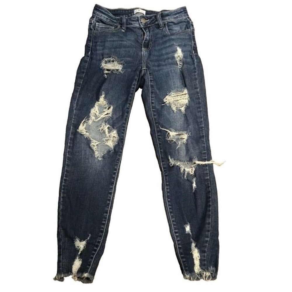 Cello Jeans Juniors Size 1/25 Skinny Ankle Stretch Denim Destroyed Frayed Hem